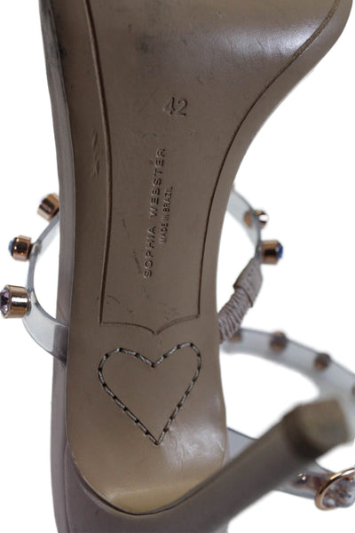 Sophia Webster Womens Jeweled Ankle Strap Sandal Heels Beige Clear Size 42 12