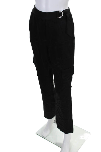 Simkhai Womens Satin High Rise Straight leg Cargo Trousers Black Size 0