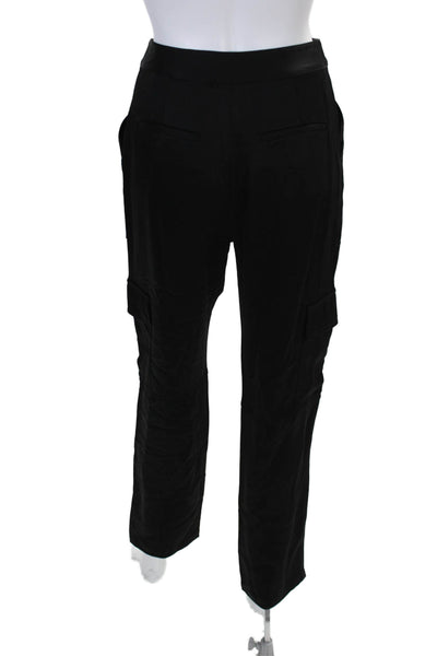 Simkhai Womens Satin High Rise Straight leg Cargo Trousers Black Size 0