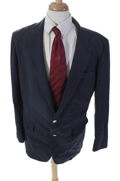 Allen Collins West Hartford Collared V-Neck Two Buttoned Blazer Blue Size XL