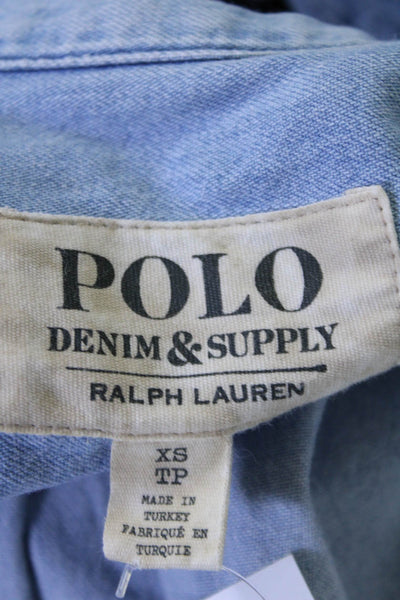 Denim & Supply By Ralph Lauren Mens Button Up Collared Denim Shirt Blue Size XS