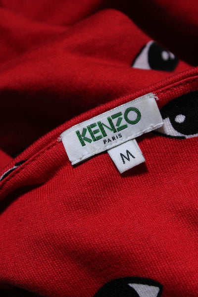 Kenzo Womens Cotton Long Sleeve Graphic Print Pullover Crewneck Red Size M