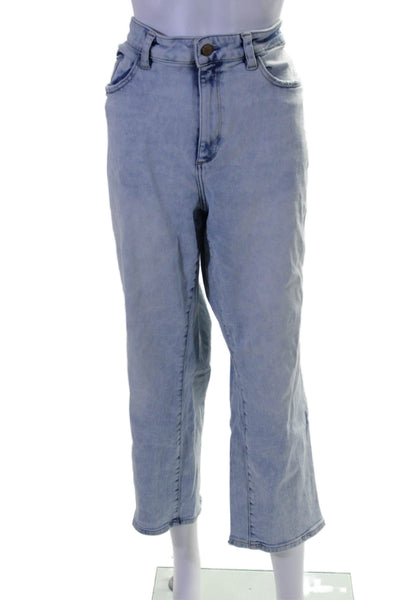 DL1961 Womens Cotton Distressed Straight Leg Light Washed Jeans Blue Size 14