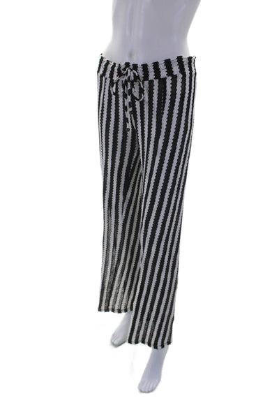 Isabella Rose Womens Cotton Blend Striped Swimwear Coverup Pants Black Size M