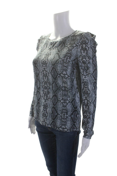 BB Dakota Womens Stretch Animal Print Long Sleeve T-Shirt Top Blue Size S