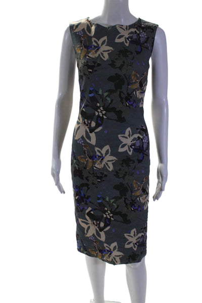 Nicole Miller Collection Womens Green Floral Crew Neck Sleeveless Dress Size 2