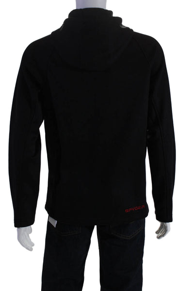 Spyder Mens Textured Long Sleeved Hooded Embossed Patchwork Hoodie Black S