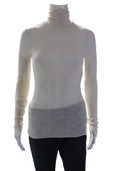 COS Womens Long Sleeve Turtleneck Knit Tee Shirt White Wool Size Small