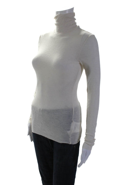 COS Womens Long Sleeve Turtleneck Knit Tee Shirt White Wool Size Small
