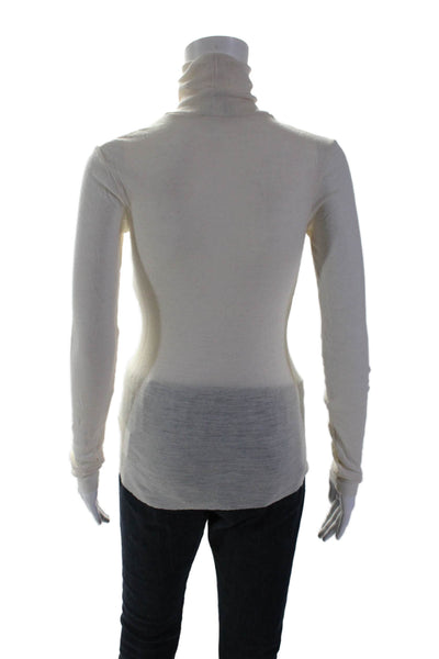 COS Womens Long Sleeve Turtleneck Knit Tee Shirt White Wool Size Small