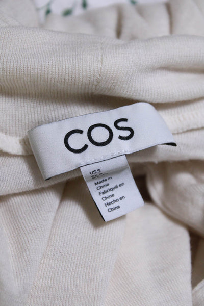 COS Womens Long Sleeve Turtleneck Knit Tee Shirt White Wool Size Small