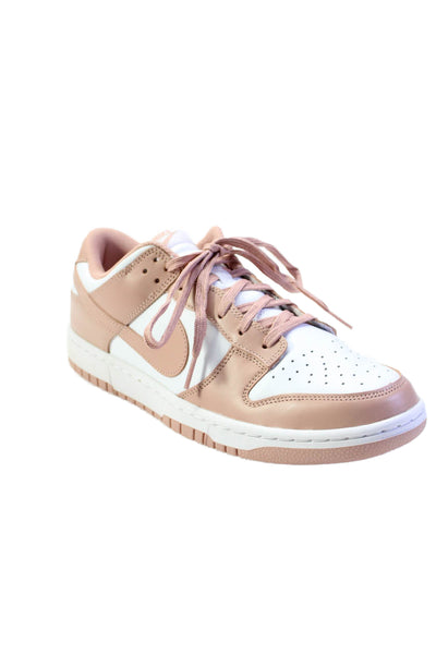 Nike Womens Rose White Dunk Low Leather Sneakers Shoes Size 11.5