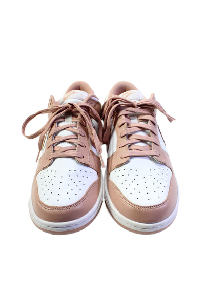 Nike Womens Rose White Dunk Low Leather Sneakers Shoes Size 11.5