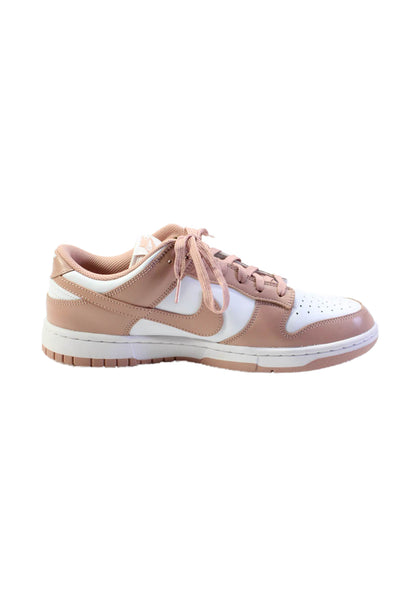 Nike Womens Rose White Dunk Low Leather Sneakers Shoes Size 11.5