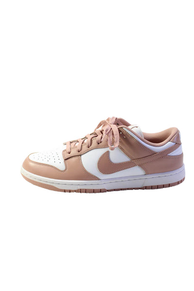 Nike Womens Rose White Dunk Low Leather Sneakers Shoes Size 11.5