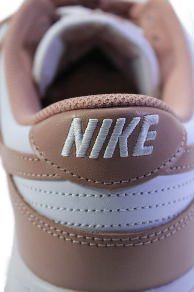 Nike Womens Rose White Dunk Low Leather Sneakers Shoes Size 11.5