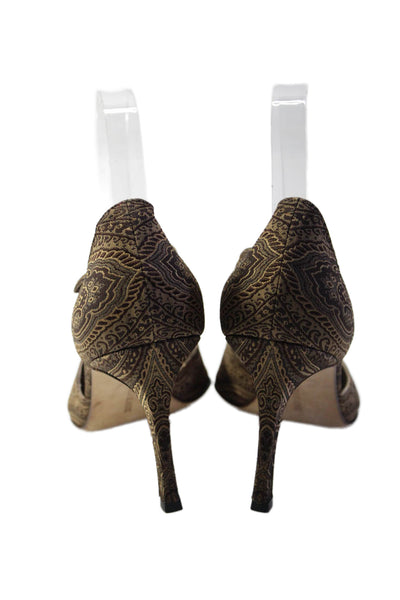 Manolo Blahnik Womens D'Orsay Buttoned Ankle Strap Stiletto Heels Brown Size EUR