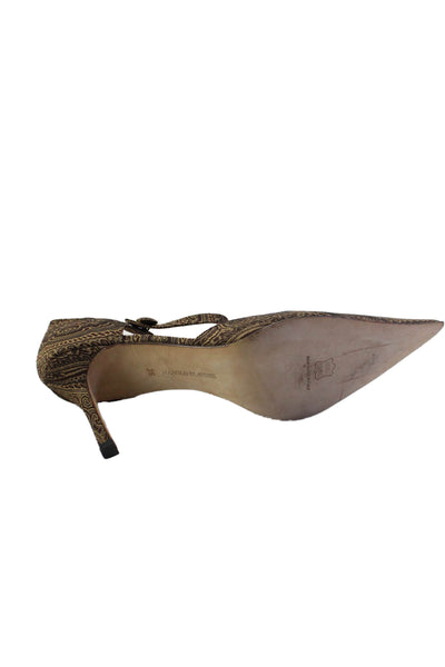 Manolo Blahnik Womens D'Orsay Buttoned Ankle Strap Stiletto Heels Brown Size EUR