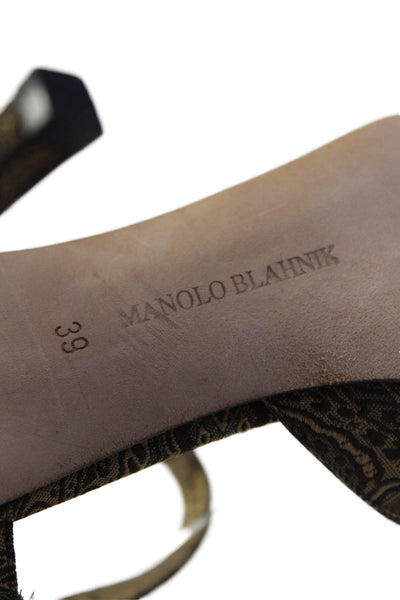 Manolo Blahnik Womens D'Orsay Buttoned Ankle Strap Stiletto Heels Brown Size EUR