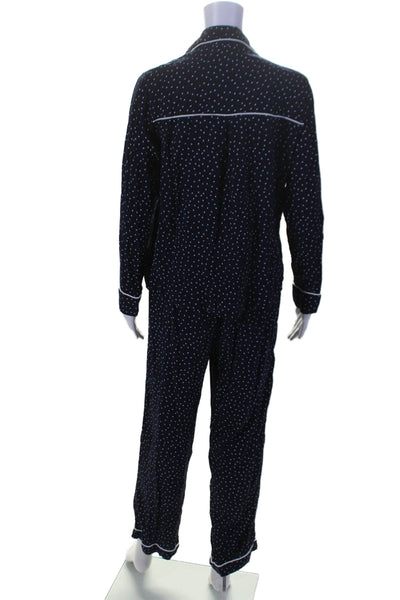 Rails Womens Hearts Print Button Down Pajama Set Navy Blue White Size Extra Smal