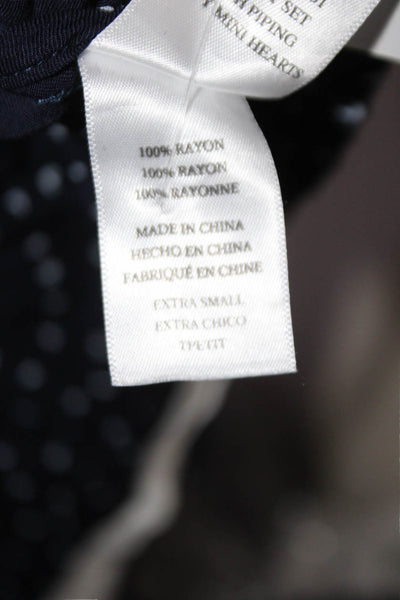 Rails Womens Hearts Print Button Down Pajama Set Navy Blue White Size Extra Smal