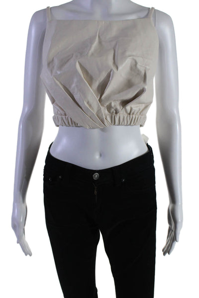 3.1 Phillip Lim Womens White Leather Twist Front Open Back Cami Top Size S