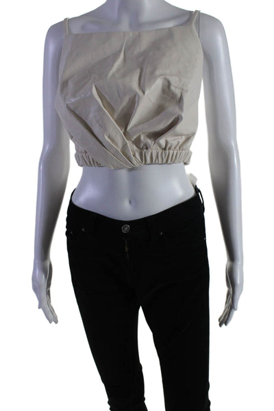 3.1 Phillip Lim Womens White Leather Twist Front Open Back Cami Top Size S