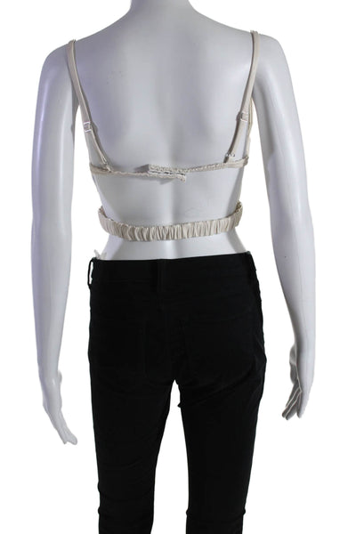 3.1 Phillip Lim Womens White Leather Twist Front Open Back Cami Top Size S