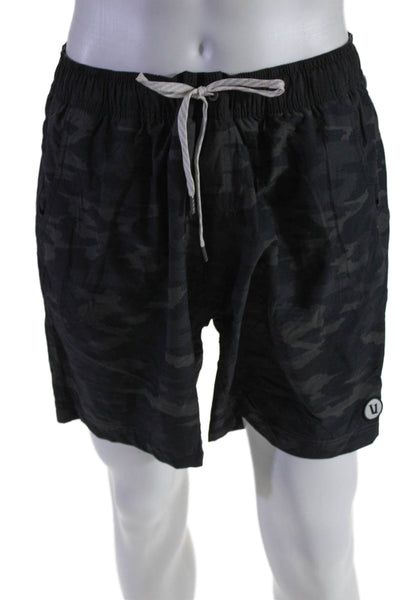 Vuori Mens Textured Elastic Wiastband Drawstring Lined Camo Shorts Black Size XL