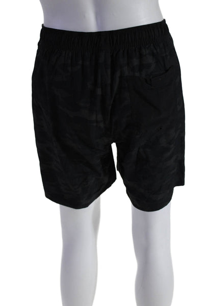 Vuori Mens Textured Elastic Wiastband Drawstring Lined Camo Shorts Black Size XL