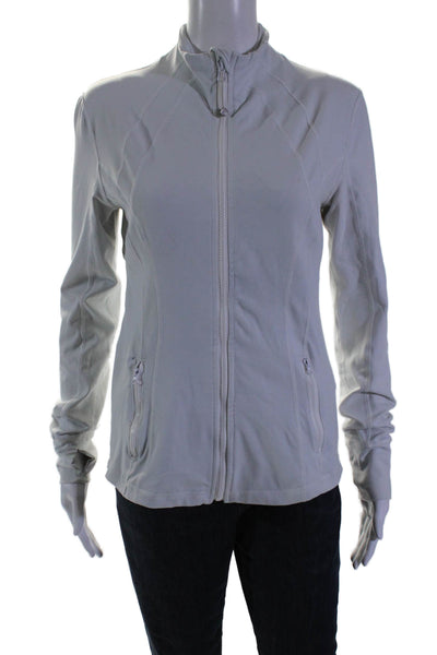 90 Degree Womens Light Gray Full Zip Long Sleeve Track Jacket Size S