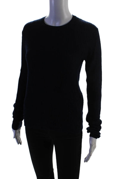 Vince Womens Cashmere Crew Neck Long Sleeves Sweater Navy Blue Size Small