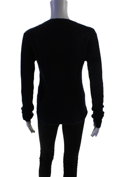 Vince Womens Cashmere Crew Neck Long Sleeves Sweater Navy Blue Size Small