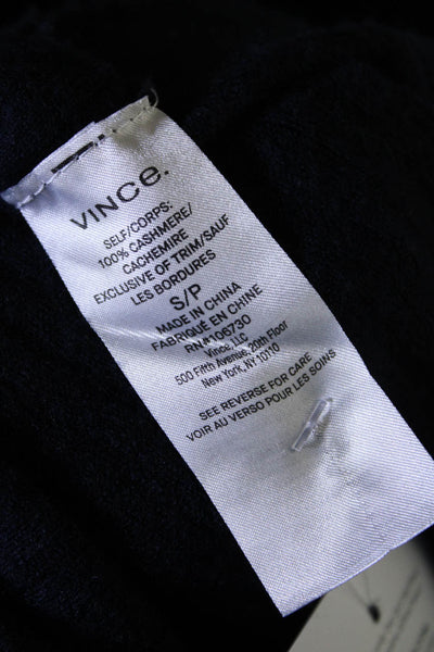 Vince Womens Cashmere Crew Neck Long Sleeves Sweater Navy Blue Size Small