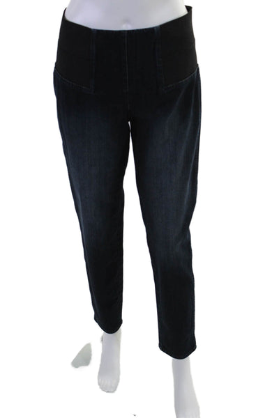 Lafayette 148 New York Womens Cotton Tapered Leg High Waisted Jeans Blue Size S