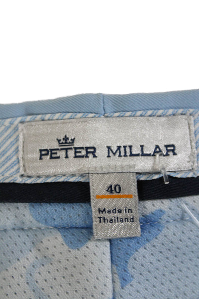 Peter Millar Men's Button Closure Flat Front Pockets Dress Short Blue Size 40