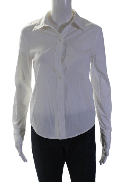 A.L.C. Womens Cotton Cut Out Long Sleeve Button Up Blouse Top White Size 0