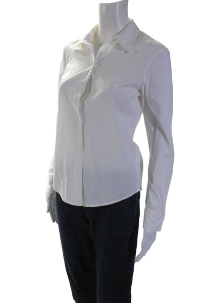 A.L.C. Womens Cotton Cut Out Long Sleeve Button Up Blouse Top White Size 0