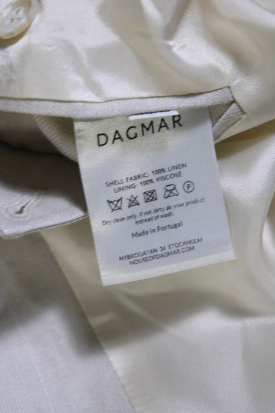 Dagmar Men's Long Sleeves Double Breasted Lined Linen Jacket Beige Size 42