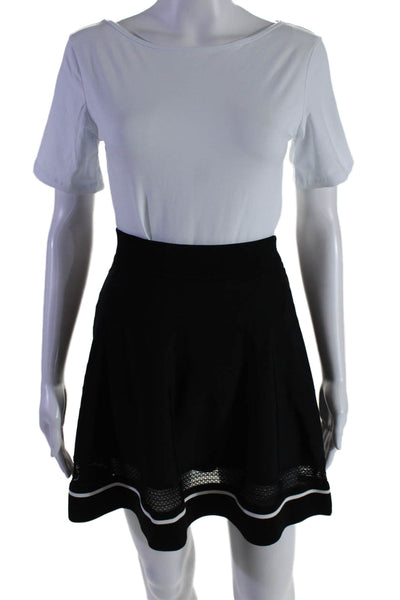 A.L.C. Womens Black White Trim Pull On Mini A-Line Skirt Size S