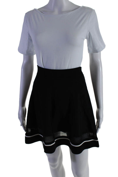 A.L.C. Womens Black White Trim Pull On Mini A-Line Skirt Size S