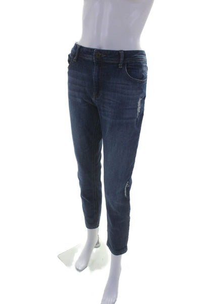 DL1961 Womens Cotton Zip Button Straight Leg Distressed Jeans Blue Size EUR 32