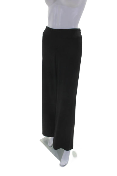 Tahari Womens Spandex Textured Lined Zip Flare Leg Casual Pants Black Size 6