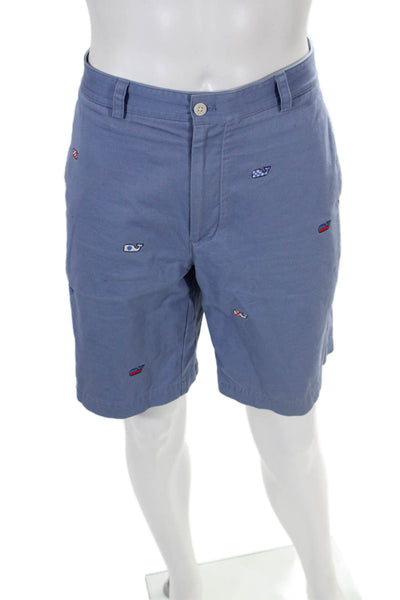 Vineyard Vines Mens Cotton Whale Embroidered Four Pocket Shorts Blue Size 29