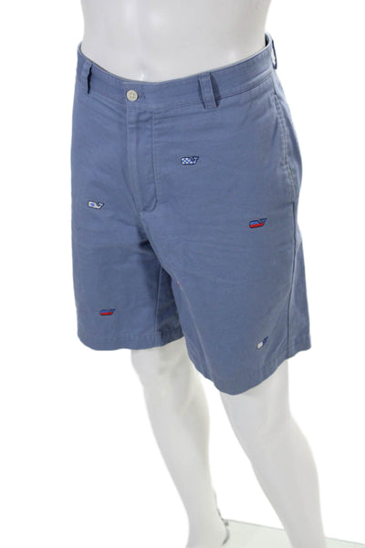 Vineyard Vines Mens Cotton Whale Embroidered Four Pocket Shorts Blue Size 29