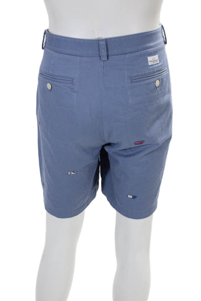 Vineyard Vines Mens Cotton Whale Embroidered Four Pocket Shorts Blue Size 29