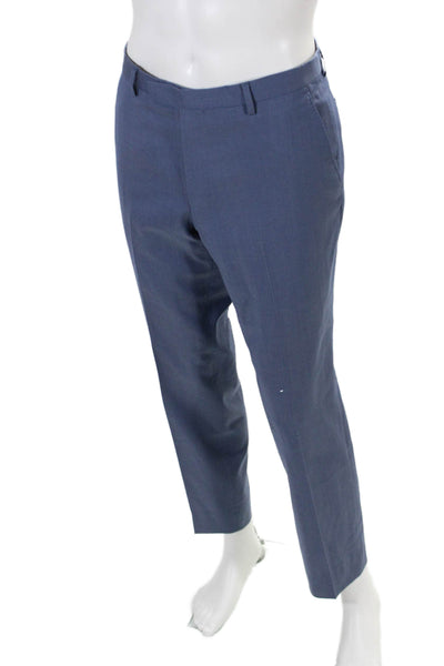 Boss Hugo Boss Mens Four Pocket Flat Front Straight Leg Dress Pants Blue Size 34