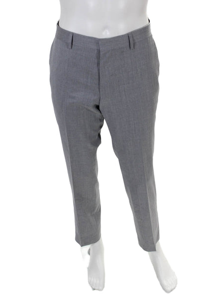 Boss Hugo Boss Mens Straight Leg Flat Front Four Pocket Dress Pants Gray Size 34