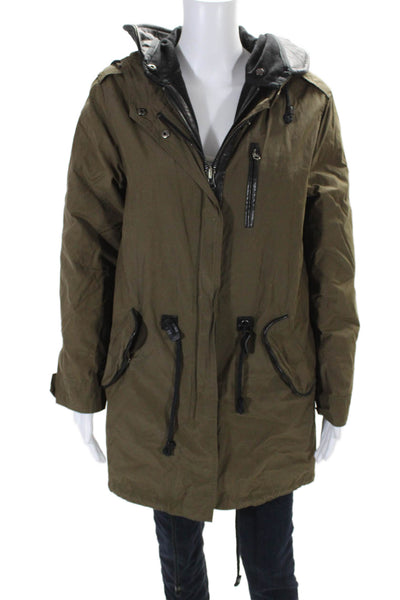 Mackage Women's Hood Long Sleeves Full Zip Pockets Coat Olive Green Size XS