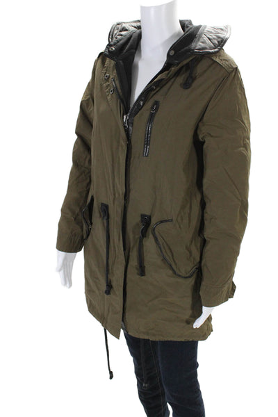 Mackage Women's Hood Long Sleeves Full Zip Pockets Coat Olive Green Size XS